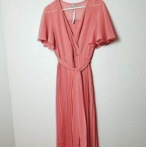 ASOS Coral Pink Pleated Maxi Dress